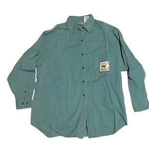 Vintage Disney Winnie the Pooh Button Up Shirt Teal Size Small Embroidery